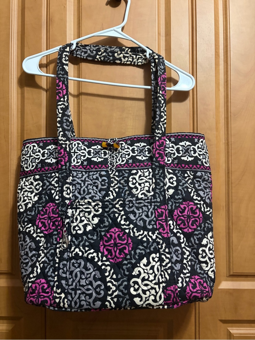 Vera Bradley Quilted Printed Tote Cranberry Magenta Bag Black, White & Magenta